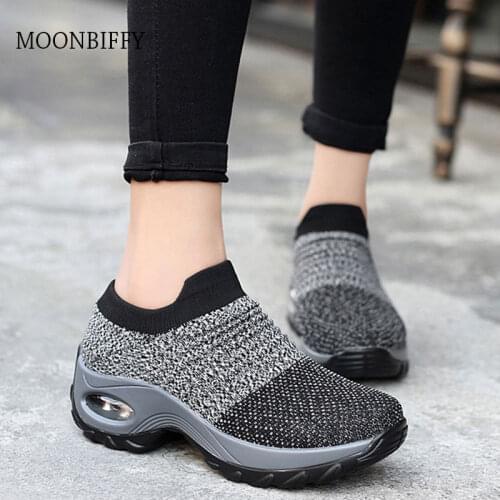 Sfit Tennis Shoes for Women Platform Sneakers Spor Ayakkabi Bayan ourdoor Sports Mesh Breathable Sock Footwear Walking Shoes
