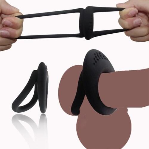 Silicone Sex Shop For Men Enlargement Condoms Double Bondage Erection Time Delay Extender No Vibrator Erotic Sex Toys For Woman