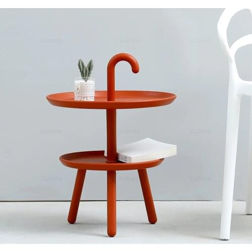 Nordic Double Layer Cute Small Round Coffee Table Sofa Side Snack Shelf Bedroom Bedside Bay Window Movable Small Table Light Lux