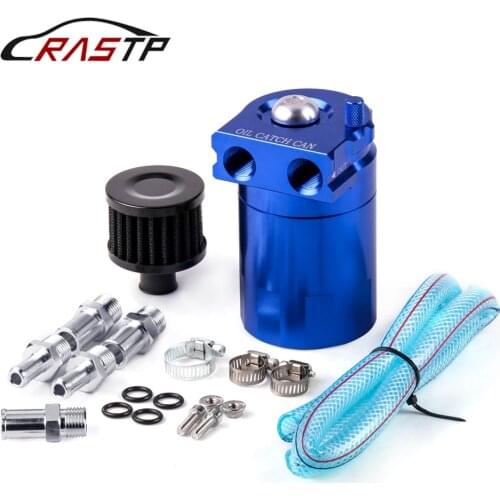 RASTP-Universal Oil Catch Can Breather for Car Aluminum Reservoir Filter Baffled Oil Catch Tank RS-OCC009