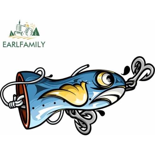 EARLFAMILY 13cm x 7cm for Fishing Lure Waterproof Car Stickers Motorcycle Occlusion Scratch Vinyl Window Trunk Decal Decoration