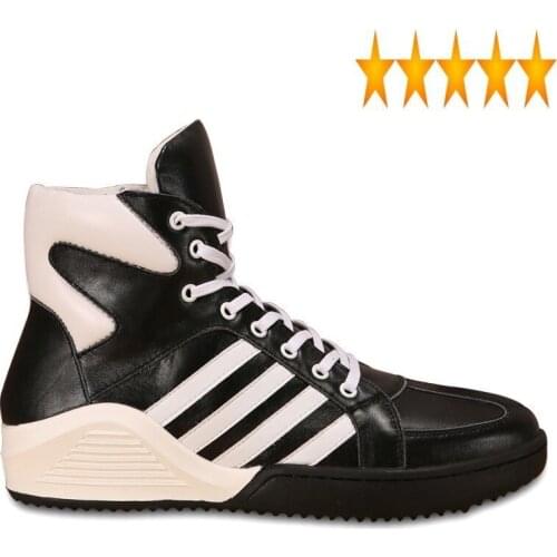 Mixed Colors Fashion High Mens Top Joggers Striped Thick Platform Sneakers New Man Motorcycle Genuine Leather Safety Shoes