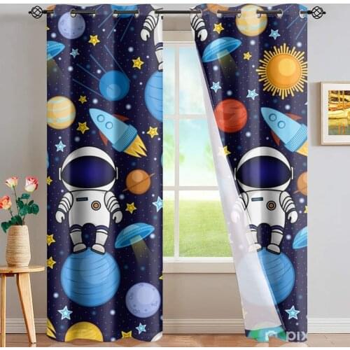 Space Astronaut High-grade Blackout Blinds Curtains for Living Room Bedroom Children Window Treatments Curtains Customized