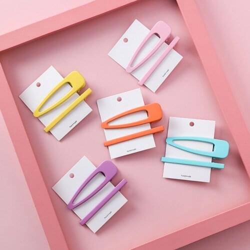 New 2pcs Korean Girls Hair Clips for Women Fluorescence Candy Color Hair Styling Snap Clip Hairpins Metal BB clip Accessories