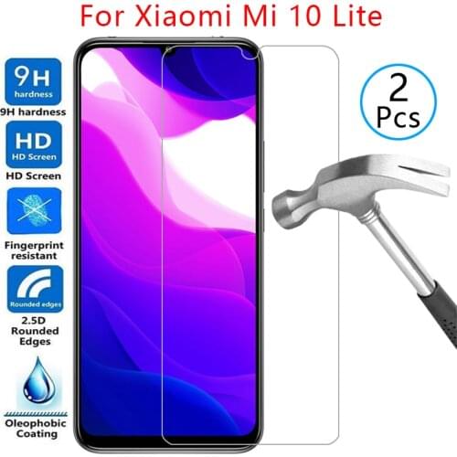 Tempered glass screen protector for xiaomi mi 10 lite 5g case cover on ksiomi xiao my 10lite light protective phone coque bag 9h