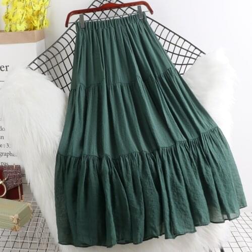2021 Summer New Retro Style High Waist Skirt Slimming Fresh Pure Color Thin Stitching Skirt Female