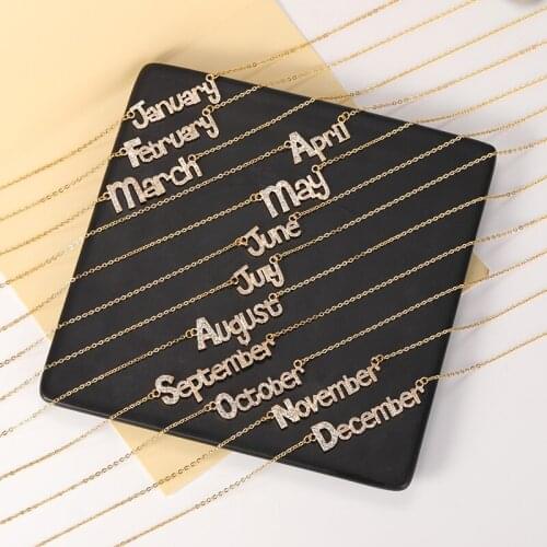 Crystal Letter Birth Year Number Necklaces For Women Men Zircon Necklace Collier Bijoux Femme Pendant Bff Choker Jewelry Gift