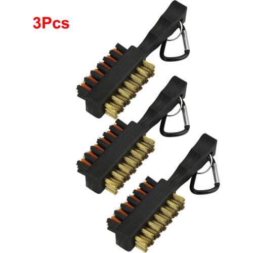Golf Club Brush Groove Cleaner Dual Sided Cleaning Tools, Portable Metal Lightweight Nylon Brushes for Golf Balls Shoes