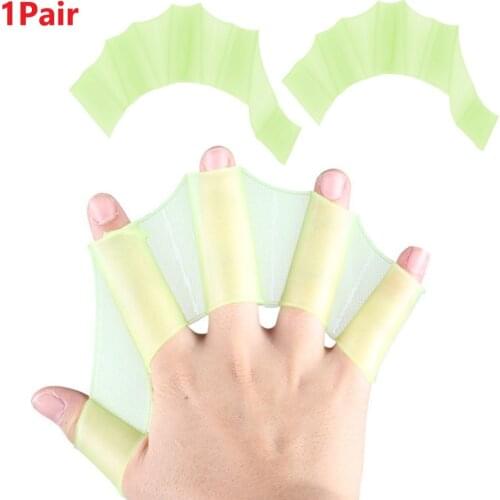 1 Pair Finger Webbed Gloves Hand Fins Hand Flippers Silicone Training Paddles Swimming Web Diving Gloves Water Sports Tool