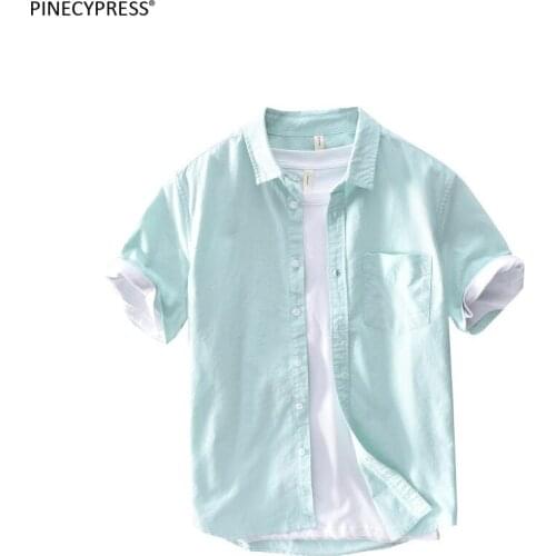 100% Cotton Anti-static Anti-pilling Soft Quality Man Summer Thin Oxford Solid Short Sleeve Male Pocket Men Casual Shirt