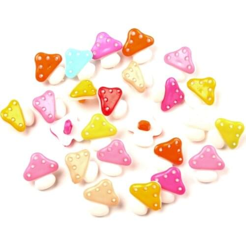 100Pcs Mixed Acrylic Mushroom Shape Apparel Sewing Buttons For Kids Clothes Scrapbooking Decorative Handicraft DIY Accessories