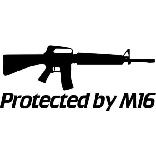 17.8CM*7.7CM Protected by M16 Reflective Car Styling Car Stickers Motorcycle Decorating Stickers Black/Sliver C8-1374
