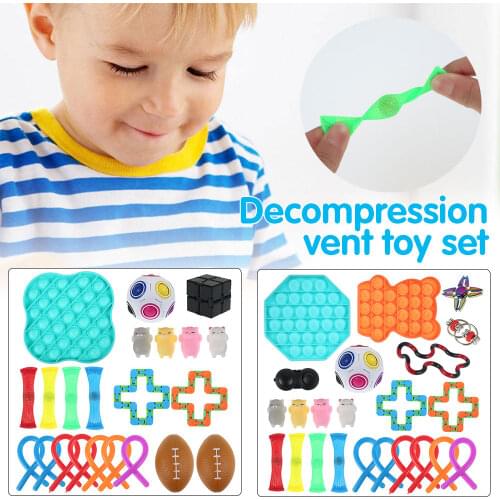 20/22/23PCS Fidget Sensory Toy Pack Stress Relief Toys Autism Anxiety Relief Stress Pop Bubble Fidget Toys For Kids Adults