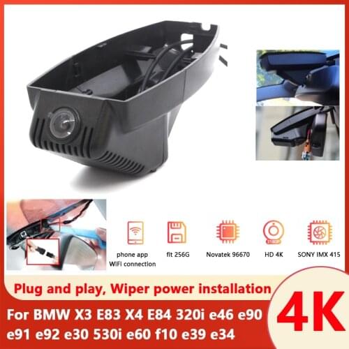 4K Plug and play Car DVR Wifi Video Recorder Dash Cam Camera For BMW X3 E83 X4 E84 320i e46 e90 e91 e92 e30 530i e60 f10 e39 e34