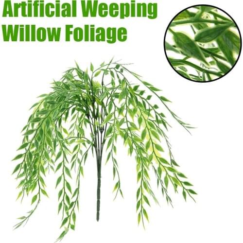 Artificial Leaves 52cm Plastic Plant Vine Weeping Willow Hanging Fake Leaves Green Plant for Garden Living Room Decor