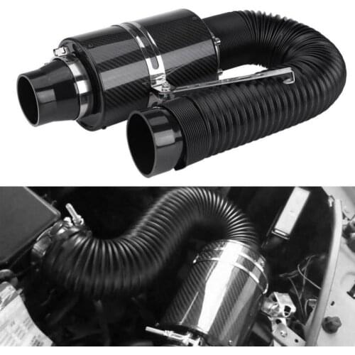 Induction Ram Filter Box Cold Air Intake System W/ Intake Hose 76mm 3" Universal Carbon Fiber Car Cold Air Filter Induction Kit