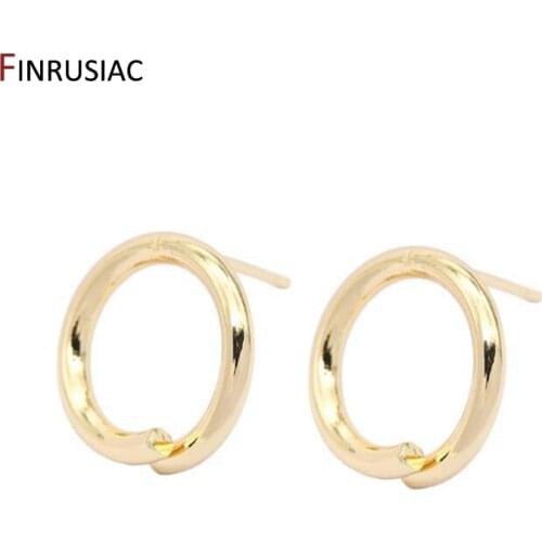 Handmade DIY Making Earring Accessories Hypoallergenic 925 Silver Needle Round Open Ring Earrings Material 14K Real Gold Plated