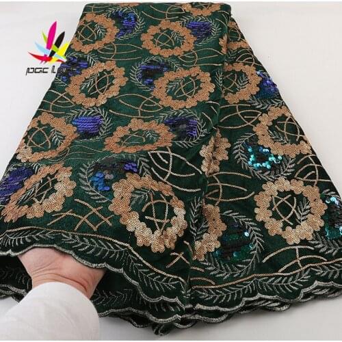 Velvet Lace Fabrics Embroidery 2021 Emerald Green Color Elegant French Nigerian Latest Design Style High Quality With Stone