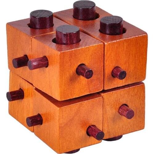 Wooden Cube 3D Beech Handmade Vintage Ming Lock Luban Lock Wooden Toys Adults Puzzle Children Educational Toys for Children Gift