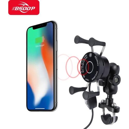 Motorcycle Phone Holder Wireless+USB wired port Charger Fast charge Phone Stand for Benenlli Aprilia Piaggio Ducati Yamaha Honda