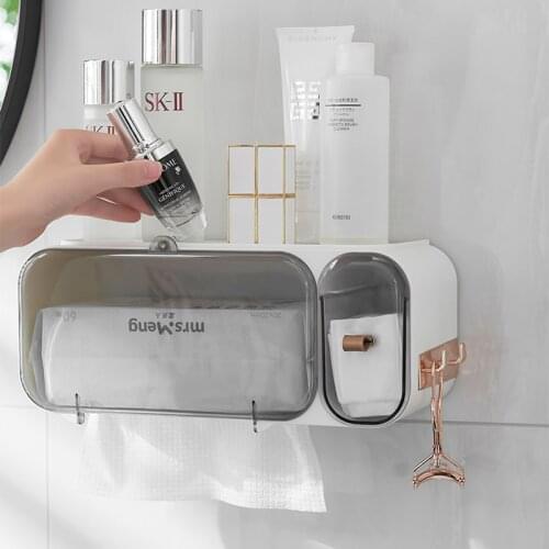 XiaoGui Toilet Paper Holder Dispenser For Toilet Paper Bathroom Accessories Washing Towel Wall-mounted Dustproof Toilet Holder