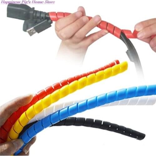 Hot 1M 10mm/14mm Spiral Wire Organizer Wrap Tube Flame Retardant Cable Sleeve Colorful Cable Casing Cable Sleeves Winding Pipe