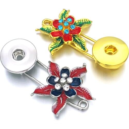 Hot Sale Flower 013 Brooch Fit 18mm Snap Button Charm Fashion Jewelry For Women Girl Teenagers Display Board Brooch Gift