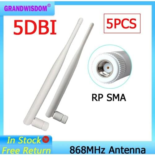 5pcs 868MHz 915MHz Antenna 5dbi RP-SMA Connector GSM 915 MHz 868 MHz antena outdoor signal repeater antenne waterproof Lorawan