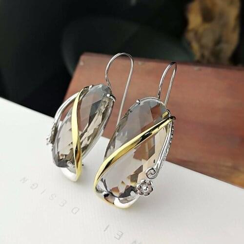 L&P New Fashion Real Silver Smoky Quartz Earrings for Lady Original Design Elegance 925 Sterling-silver Luxury Fine Jewelry