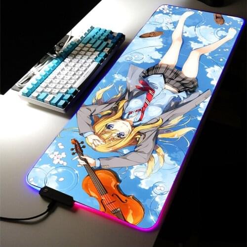 Anime Sexy Girl Kawaii Extra Large Gaming Accessories RGB LED Mouse Pad Cartoon Computer Mousepad Lock Edge Computer Desk Mat