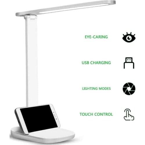 Multifunctional LED Touch Desk Lamp USB Rechargeable Bedroom Table Light Touch Dimming Adjustment Table Lamp Bedroom Living Room