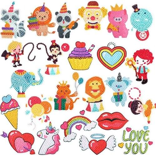 24 Pieces Diamond Stickers 5D DIY Diamond Painting Kits Stick Painting with Diamonds by Number Kit Cute Diamond Painting Sticker