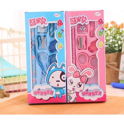 New Arrival 6 Pcs/lot Stationery Suit Toys for Children Kids Drawing Craft and Painting Primary School/Healthy Material Case