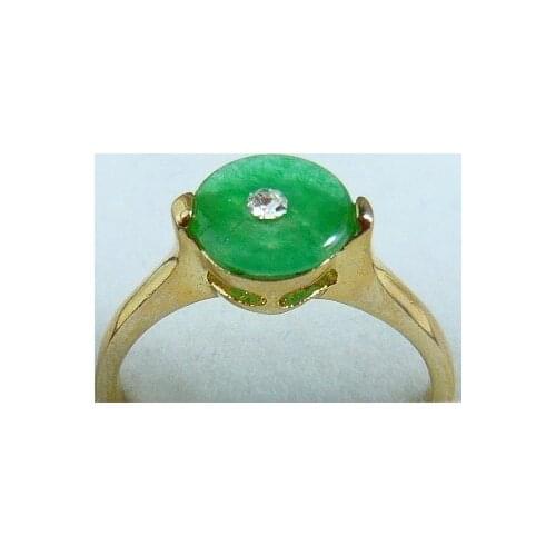 Wholesale fashion jewelry 18knew green round coin Natural jade ring (7,8,9#)