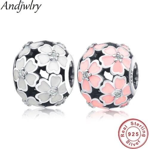 Fit Original Charms Bracelet 925 Sterling Silver Beads Flower Enamel Charm Beads 2018 DIY Jewelry Making