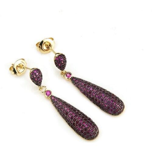 Multicolor Cubic Zirconia Water Drop Shape D Earrings For Women Jewelry Trendy Golden Color Womens Fashion Party Jewelry