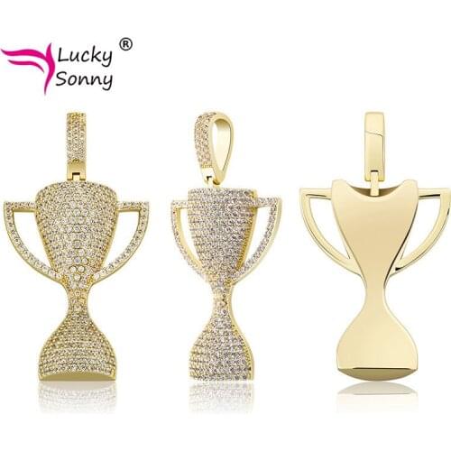 Lucky Sonny New Trophy Pendant Necklace Champion Award Necklaces Chains Women Mens Hip Hop Jewelry Name Necklace Wholesale