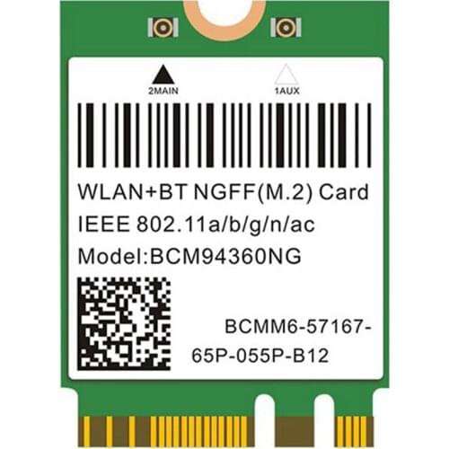1200Mbps BCM94360NG NGFF M.2 Plug and Play Wireless Network Adapter 2230 WiFi Card 802.11Ac for Windows Mac