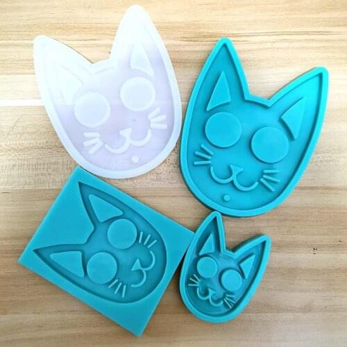 Kitten Silicone Mold For Chocolate Cake Decoration Cat Face Epoxy Resin Silicone Molds Keychain DIY Making Form