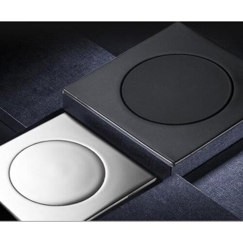 Chrome Black brass Square Pop Up Foot Floor Drain For Bathroom - Floor Cover Shower Room Push Down Drain Plug 10X10CM