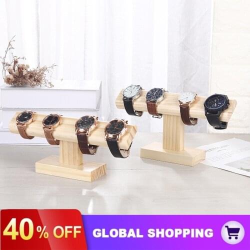 T-bar Wooden Microfiber Watch Stand, Bangles Watch Display Wooden Display Jewelry Accessory Stand
