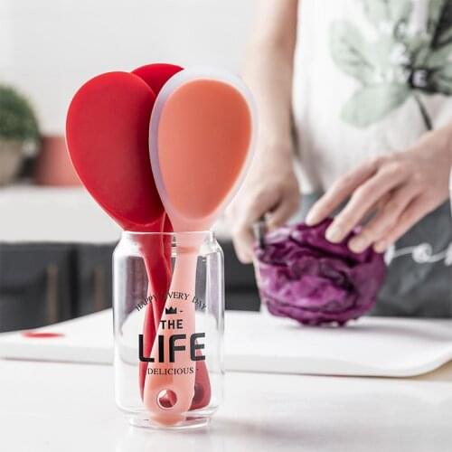 High Temperature Resistant Silicone Rice Spoon With Long Handle Food Grade Cooking Tools Kitchen Accessories