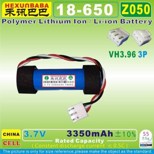 [Z050] 3.7V 3350mAh [18650] VH3.96 3P;Li-Ion Battery For Speaker Onyx Studio 4;ICR22650