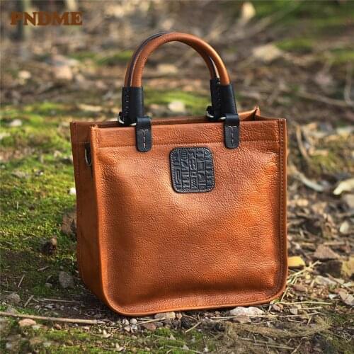 PNDME designer genuine leather ladies handbags fashion vintage luxury real cowhide womens weekend party shoulder messenger bags