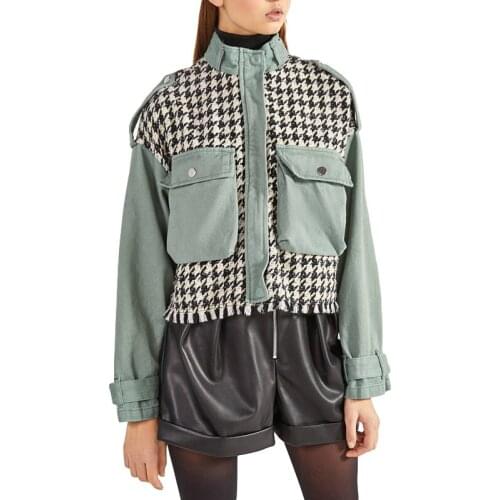 ZXQJ Vintage Women Patchwork Short Jackets 2020 Autumn Fashion Ladies Streetwear Coats Stylish Girls Oversize Outfits Chic