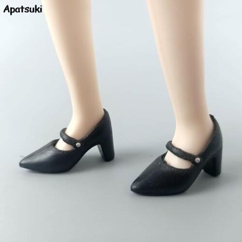 1Pair Black High Heels Shoes for Blythe Doll Fashion Doll Accessories for Barbie Doll Shoes 11.5" Doll House DIY Toy for Kids