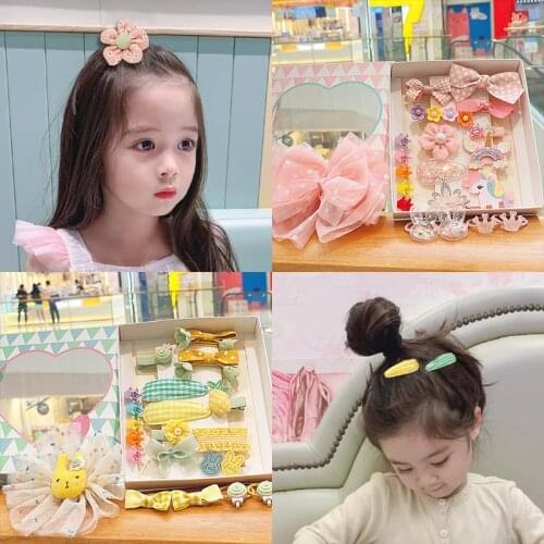 1Set/Set Children Cute Cartoon Flower Scrunchies Rubber Bands Headband Baby Girl Lovely Hair Clips Kid Hairpins Hair Accessories