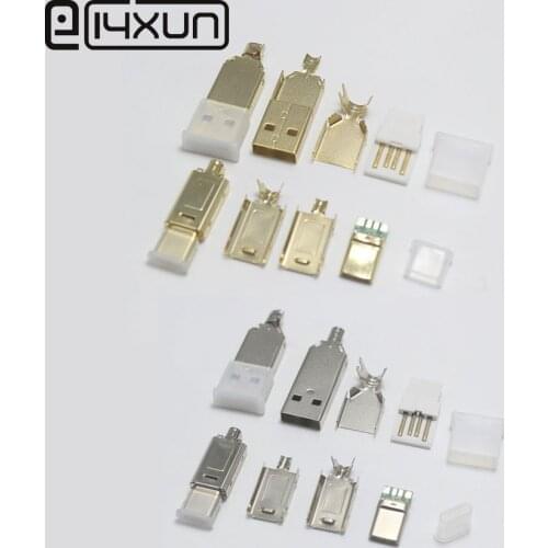 10set USB Type C + USB 2.0 Plug Gold Nickel for Samsung Galaxy S10 S9 Plus Charging Micro USB Cable for Xiaomi Tablet Android