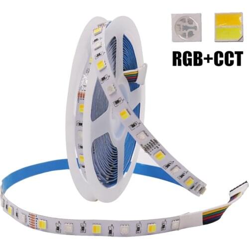 DC 12V SMD 5050 RGB CCT LED Strip IP21 IP65 Waterproof 60leds Flexible Ribbon Tape LED Light Lamp 5m