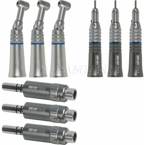 3* Dental Push Low Speed Contra Angle Handpiece E-type+Straight+Air Motor 2-Hole